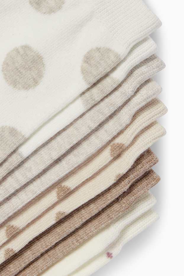 Damen - Multipack 5er - Socken - gepunktet - weiss