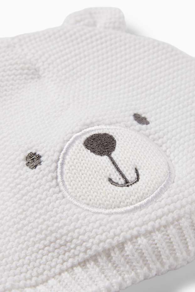 Unisex - Teddy bear - baby beanie - cremewhite