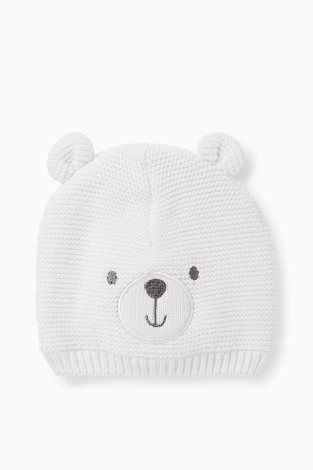 Unisex - Teddy bear - baby beanie - cremewhite