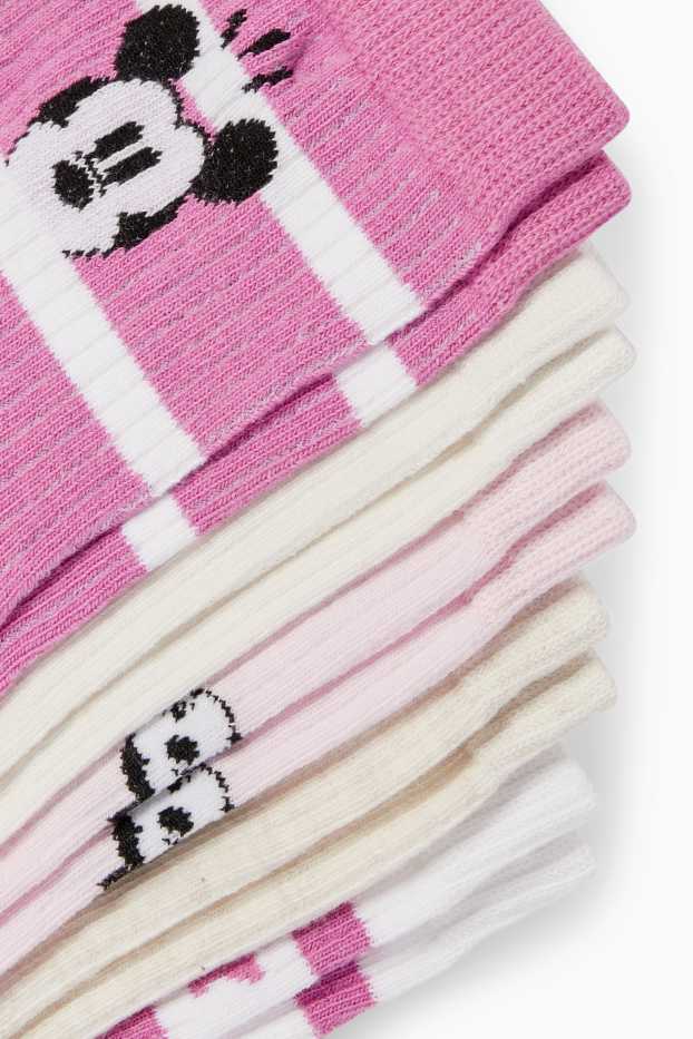 Damen - Multipack 5er - Tennissocken mit Motiv - Micky Maus - pink