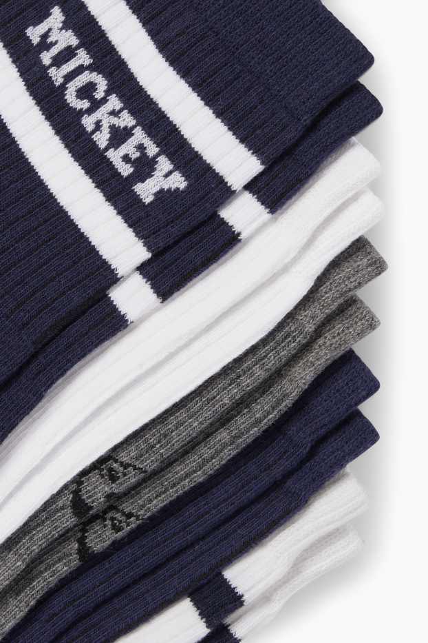 Femmes - Lot de 5 paires - chaussettes de tennis à motif - Mickey Mouse - blanc
