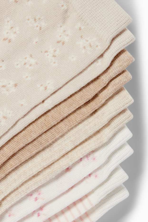 Damen - Multipack 5er - Socken - geblümt - cremefarben