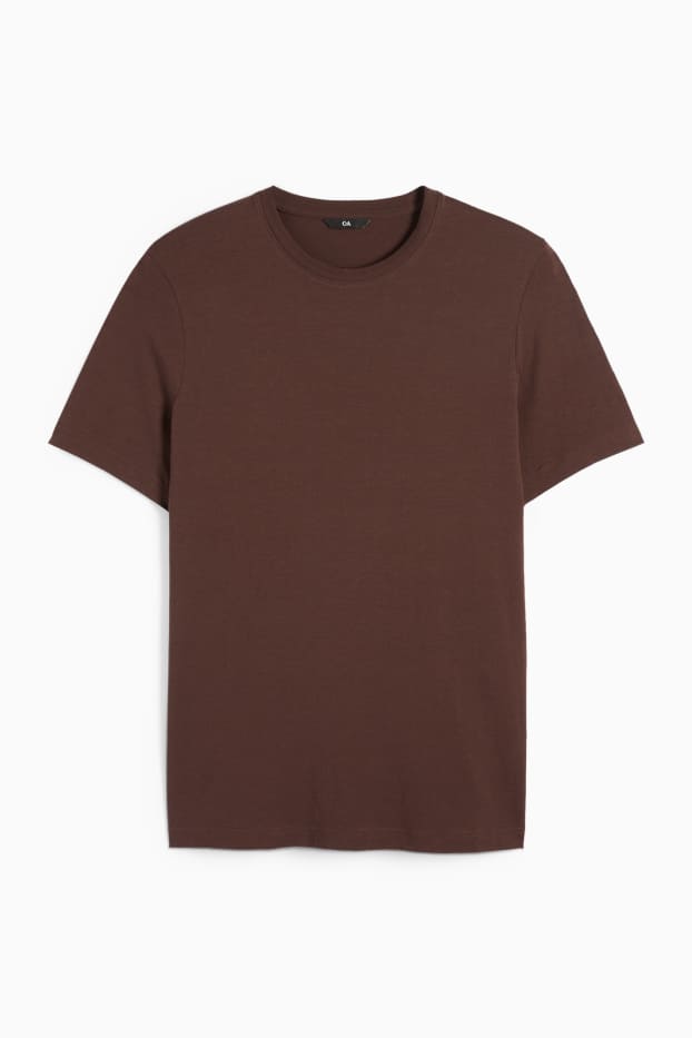 Heren - T-shirt - regular fit - donkerbruin