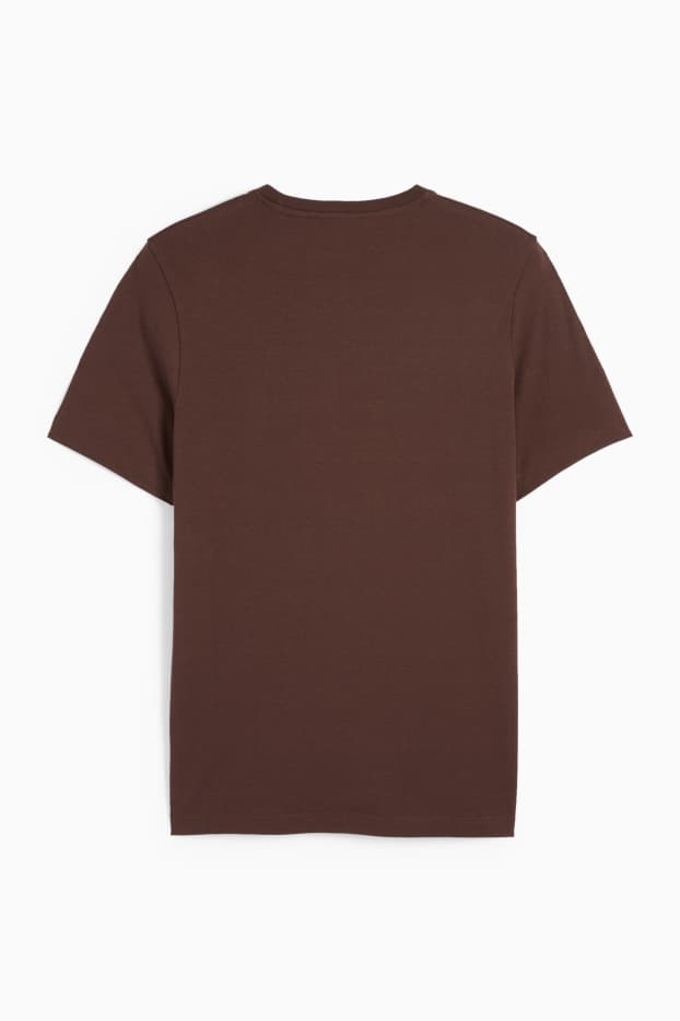 Heren - T-shirt - regular fit - donkerbruin