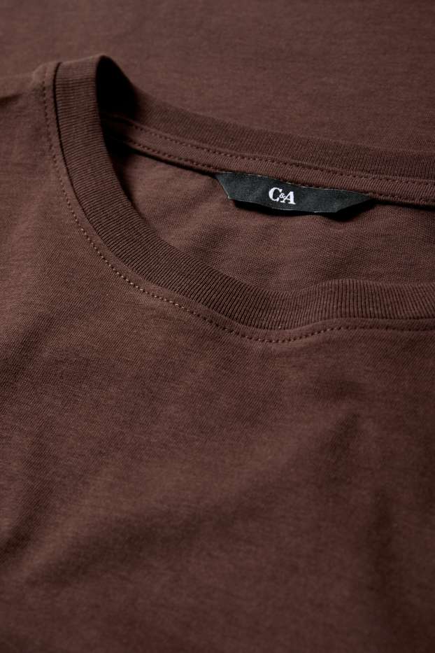 Heren - T-shirt - regular fit - donkerbruin