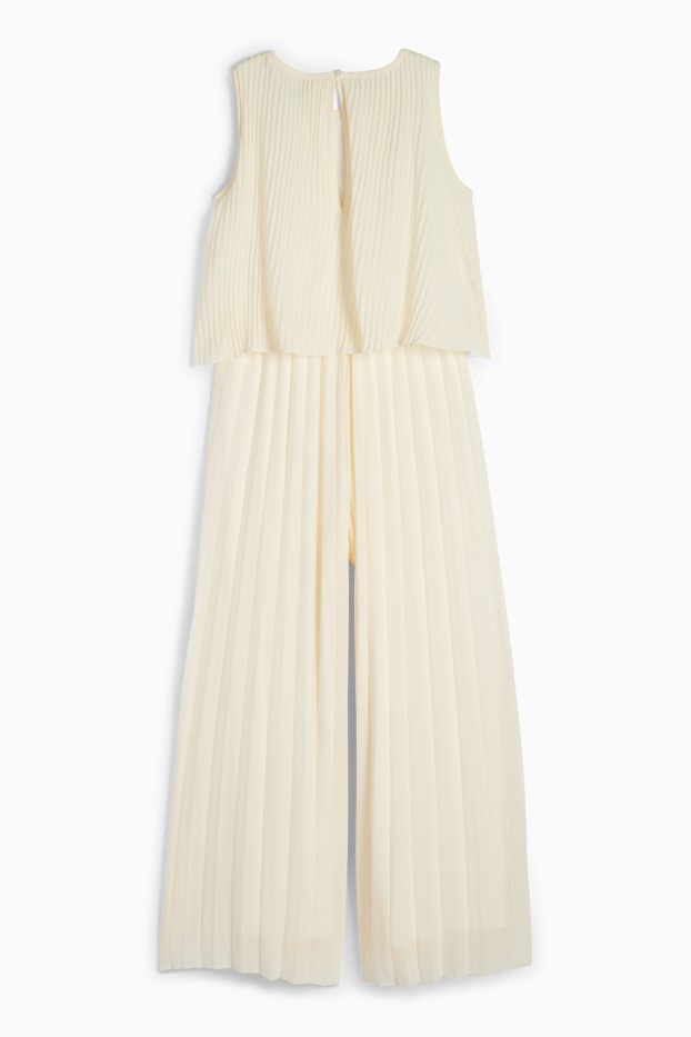 Kinder Mädchen - Plissee-Jumpsuit - cremeweiß