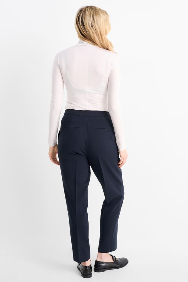 Femei - Pantaloni de stofă - talie înaltă - tapered fit - albastru închis
