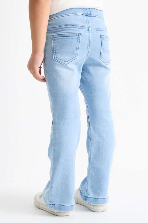 Kinder Mädchen - Multipack 2er - Einhorn und Herz - Flared Jeans - hellblau