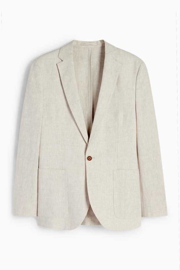 Hommes - Veste de costume - slim fit - lin mélangé - beige clair