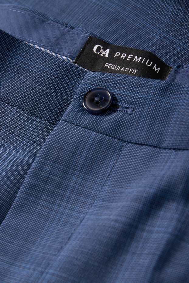 Bărbați - Pantaloni modulari din lână pură - regular fit - în carouri - albastru închis