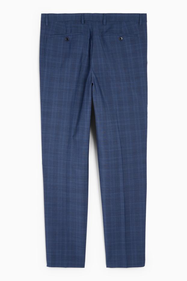 Bărbați - Pantaloni modulari din lână pură - regular fit - în carouri - albastru închis