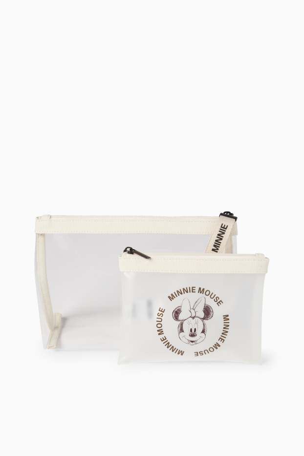 Women - Minnie Mouse - set - make-up bag - 2 piece - cremewhite