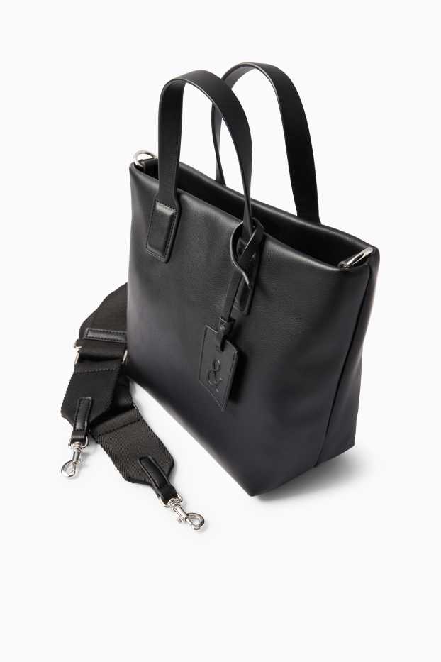 Donna - Borsa con spallaccio staccabile - similpelle - nero