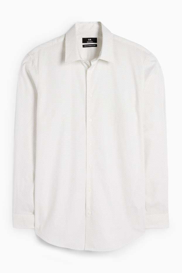 Men - Business shirt - regular fit - kent collar - easy-iron - patterned - cremewhite