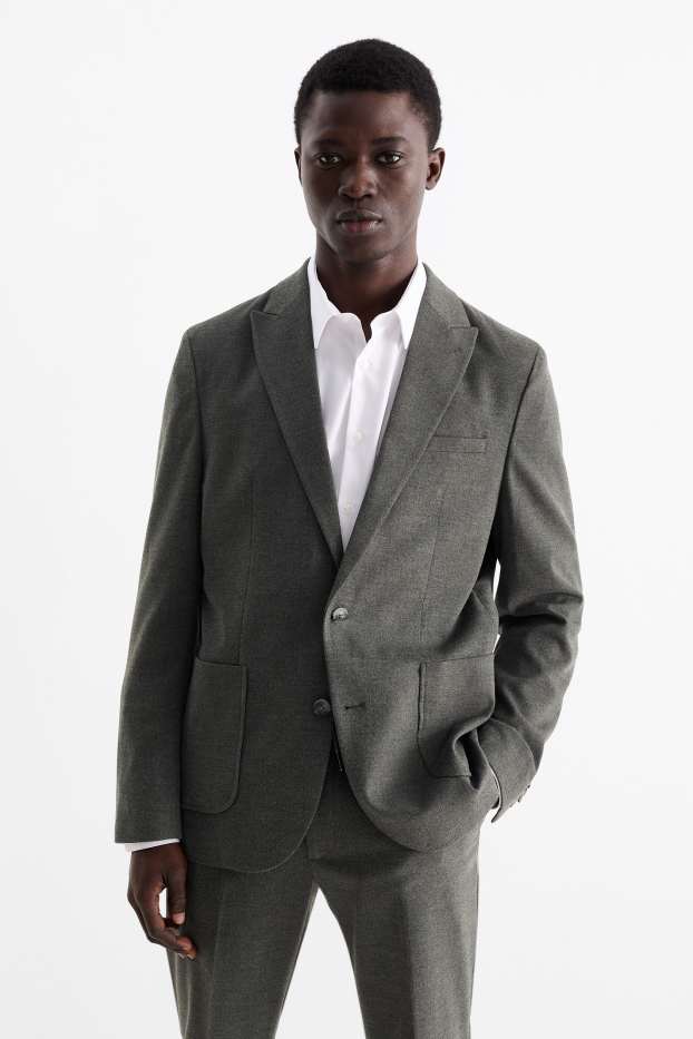 Pánské - Oblekové sako - slim fit - tmavošedá