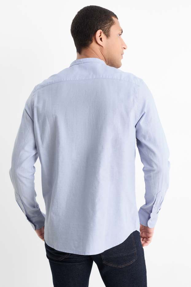 Heren - Overhemd - regular fit - opstaande kraag - lichtblauw
