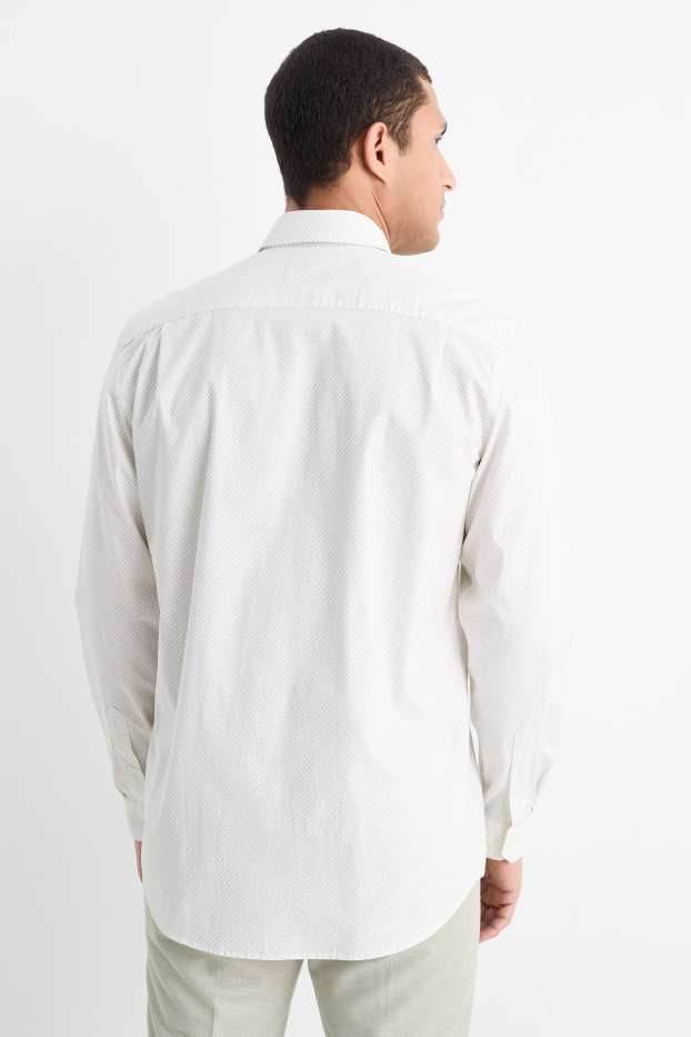 Men - Business shirt - regular fit - kent collar - easy-iron - patterned - cremewhite