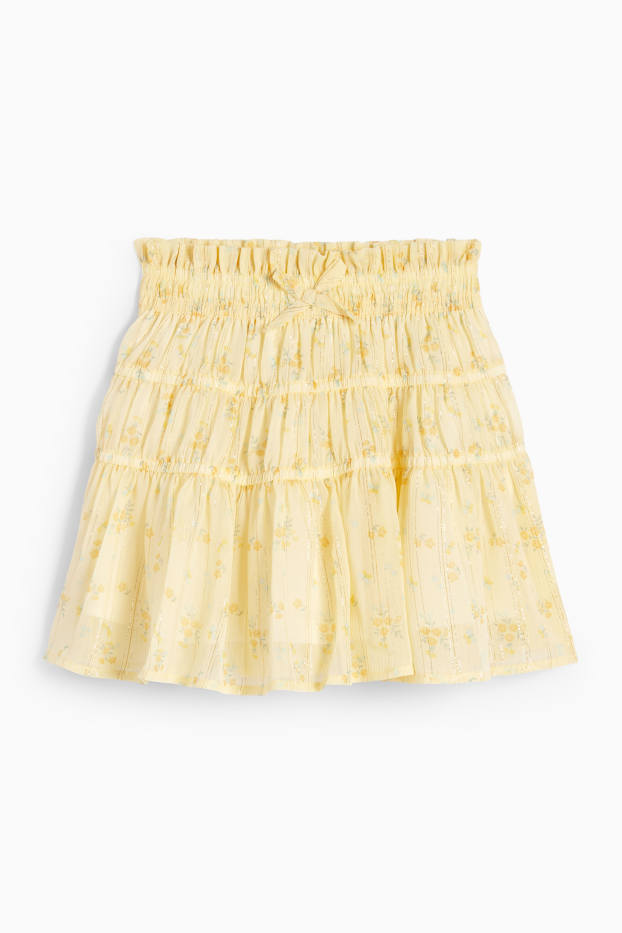 Enfants filles - Jupe - à fleurs - jaune clair