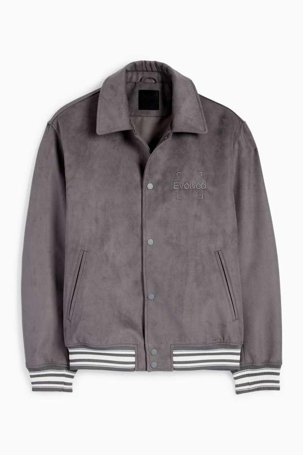 Heren - Blouson - imitatiesuède - donkergrijs