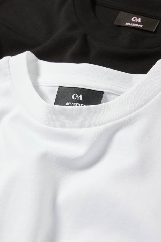 Hommes - Lot de 2 - T-shirts - relaxed fit - noir / blanc