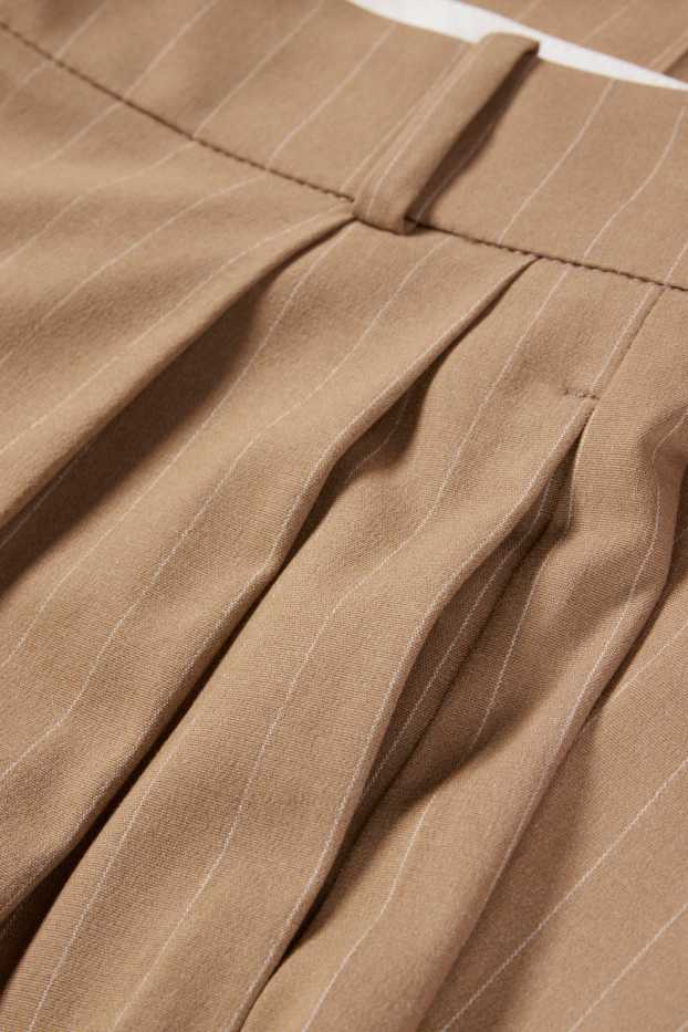 Women - Business trousers - mid waist - wide leg - pinstripes - light brown