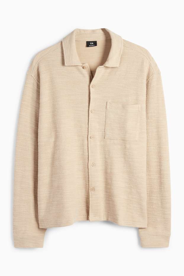 Herren - Hemd - Relaxed Fit - Kent - strukturiert - beige