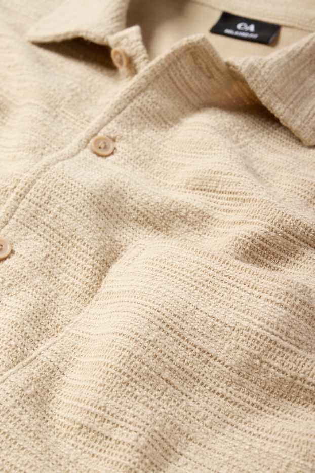 Herren - Hemd - Relaxed Fit - Kent - strukturiert - beige