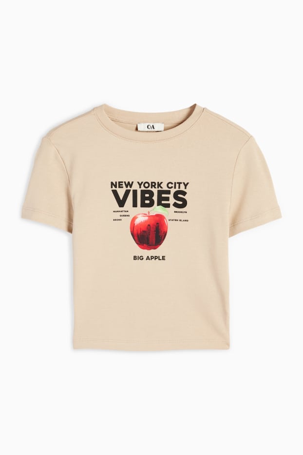 Damen - Crop T-Shirt - beige