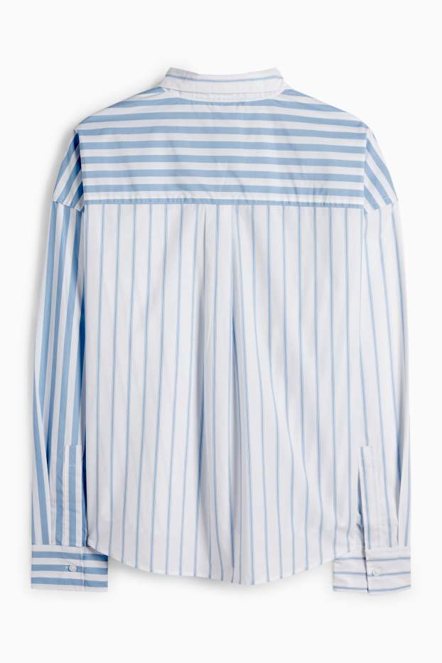 Uomo - Camicia - relaxed fit - collo all'italiana - a righe - bianco / azzurro