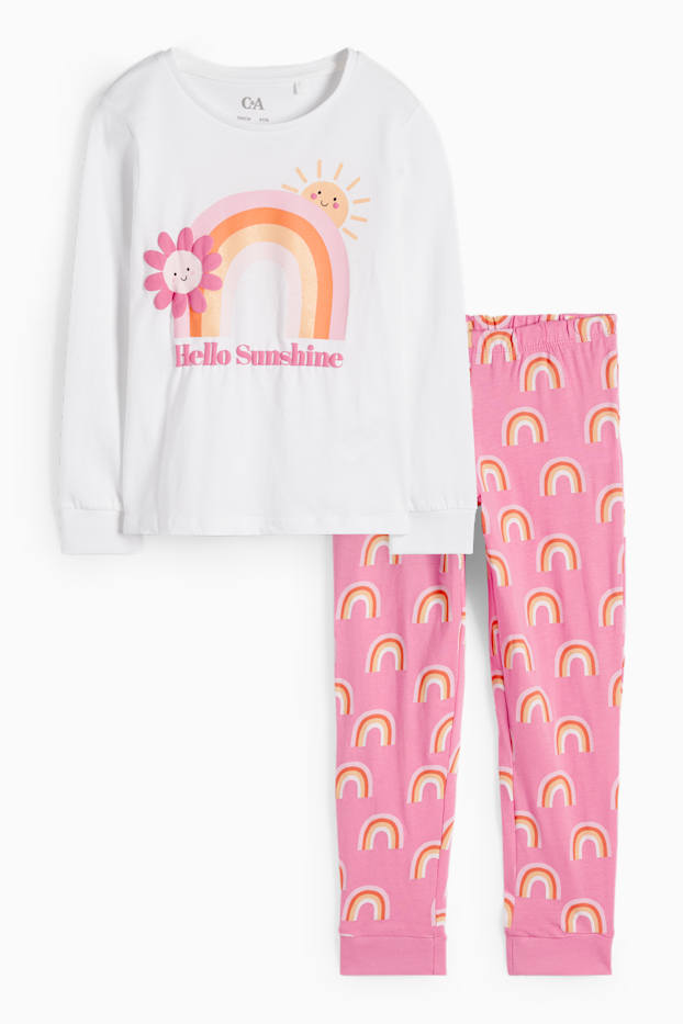 Children Girls - Rainbow - pyjamas - 2 piece - white