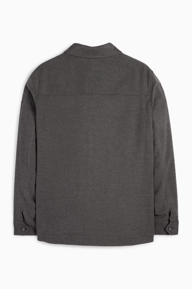 Pánské - Košilová bunda - regular fit - kent - tmavošedá