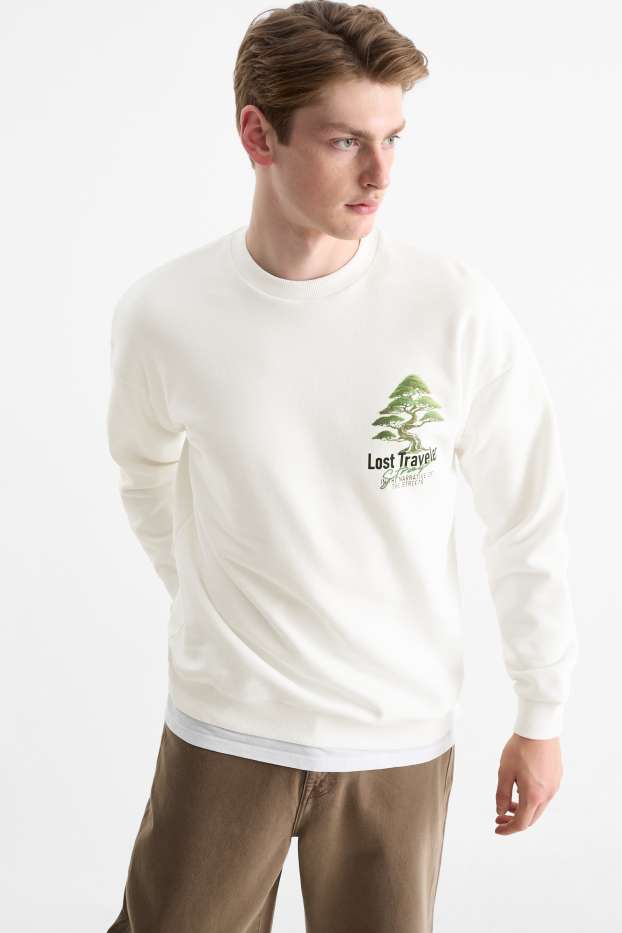 Heren - Sweatshirt - crème wit