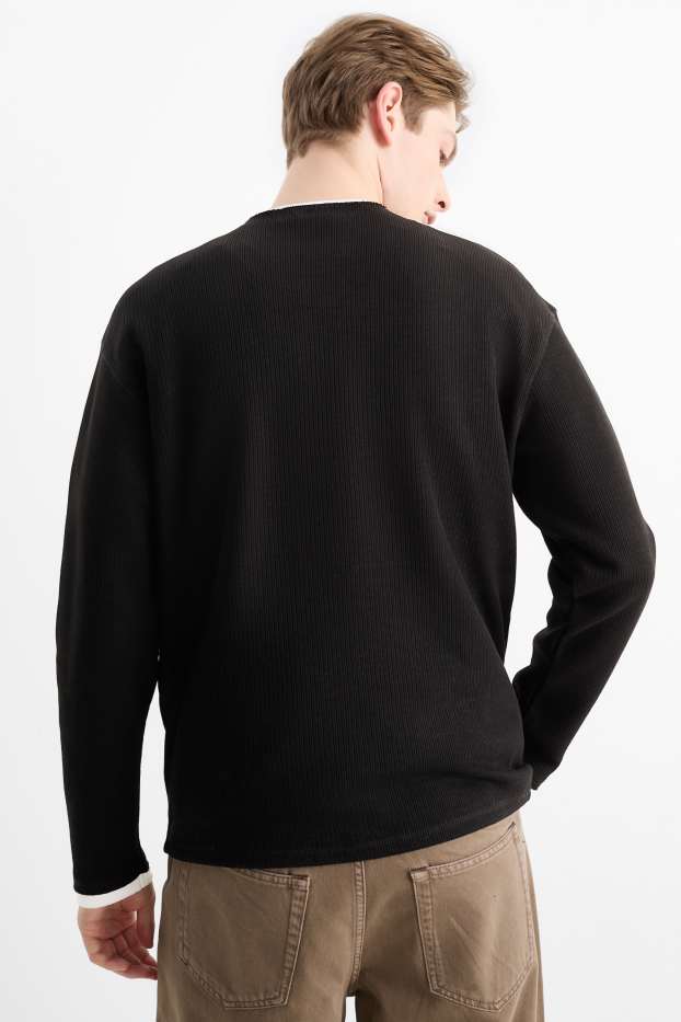 Men - Sweatshirt - 2-in-1 look - black