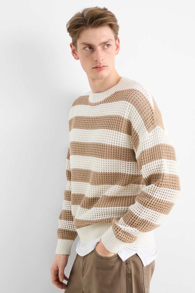 Uomo - Maglione - righe - beige
