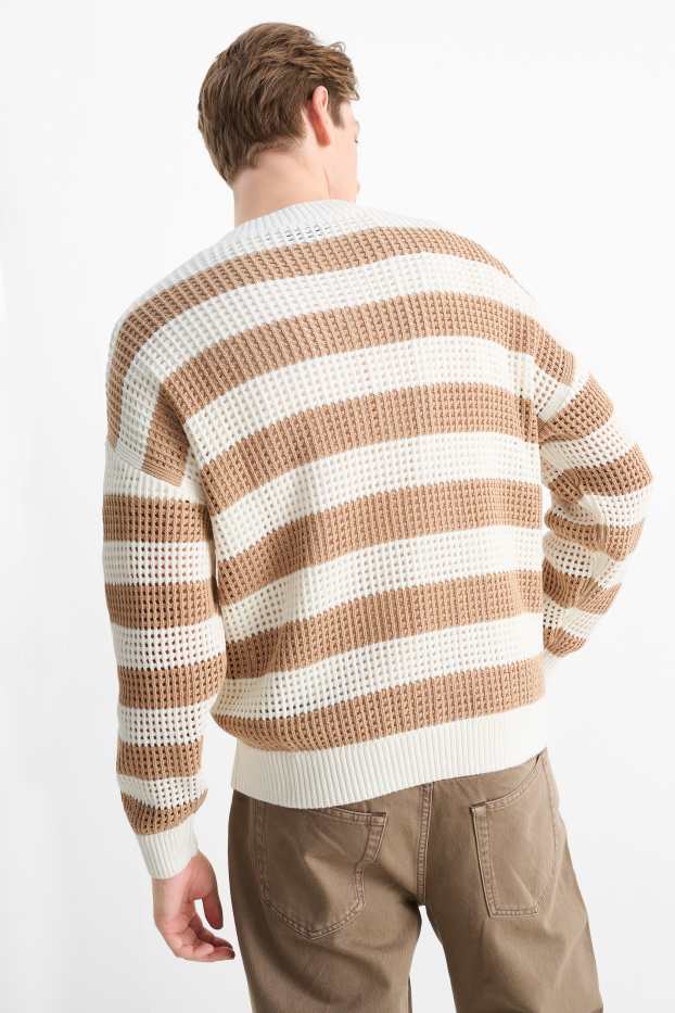 Uomo - Maglione - righe - beige