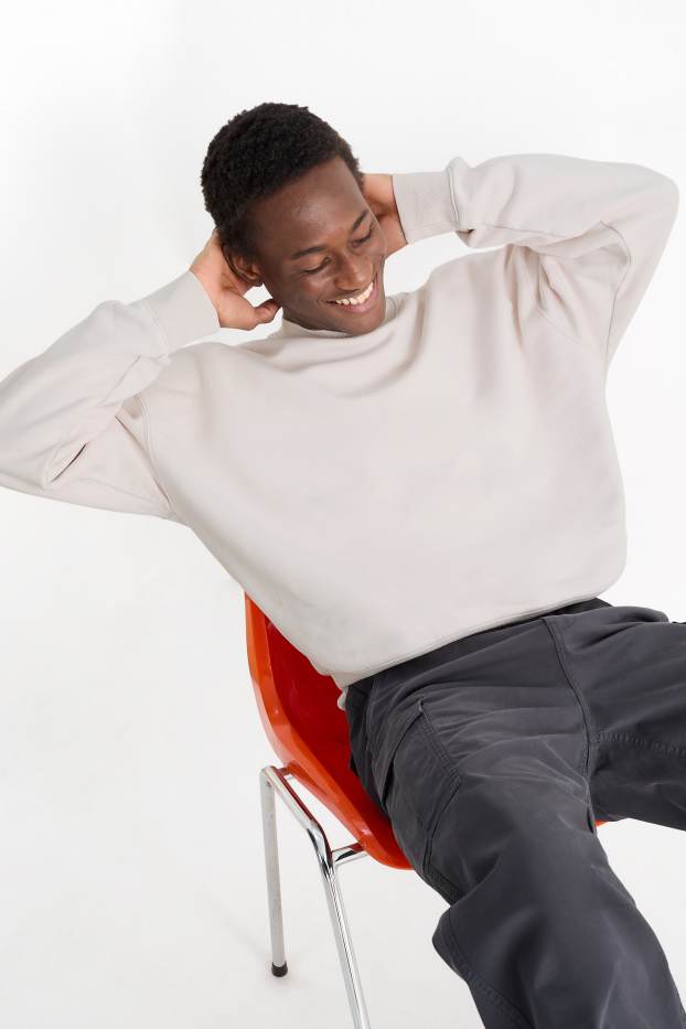 Hommes - Sweat oversize - blanc crème