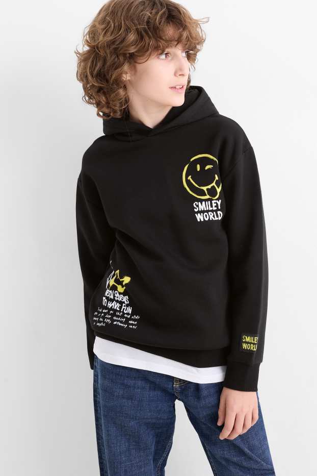 Děti - chlapci - SmileyWorld® - mikina s kapucí - černá