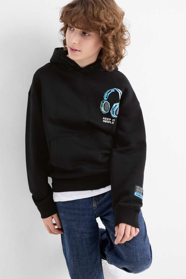 Kinderen: jongens - Headset - hoodie - zwart