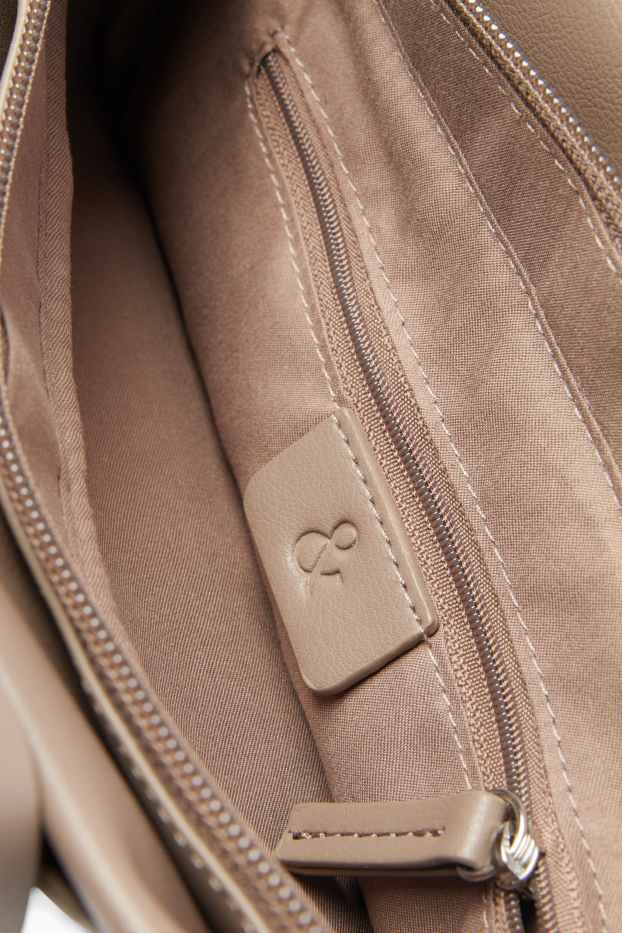 Damen - Tasche mit abnehmbarem Taschengurt - Lederimitat - hellbraun