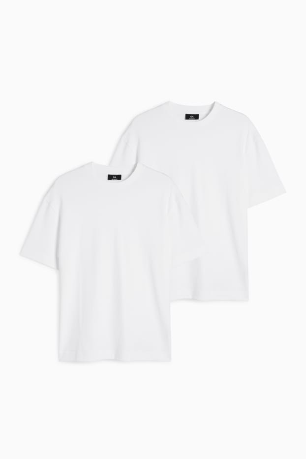 Hommes - Lot de 2 - T-shirts - relaxed fit - blanc