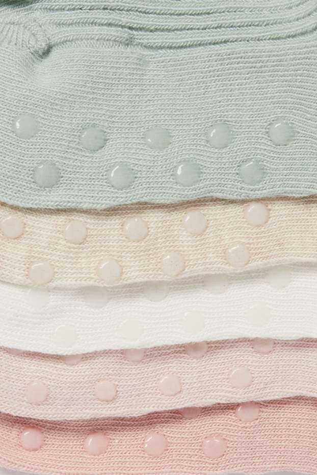 Neonate - Confezione da 5 - calze antiscivolo per neonati - a coste - beige
