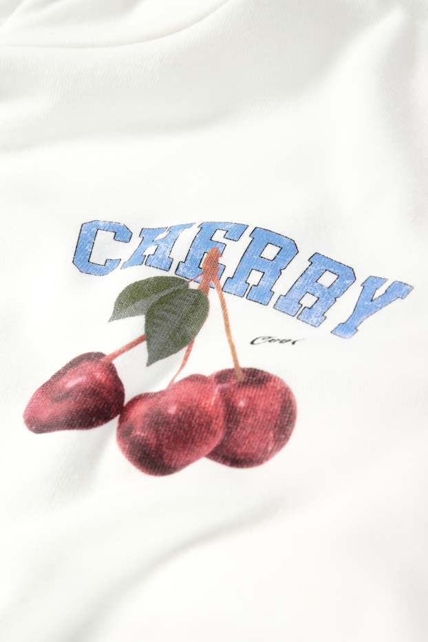 Enfants filles - Cerise - sweat à capuche - blanc crème
