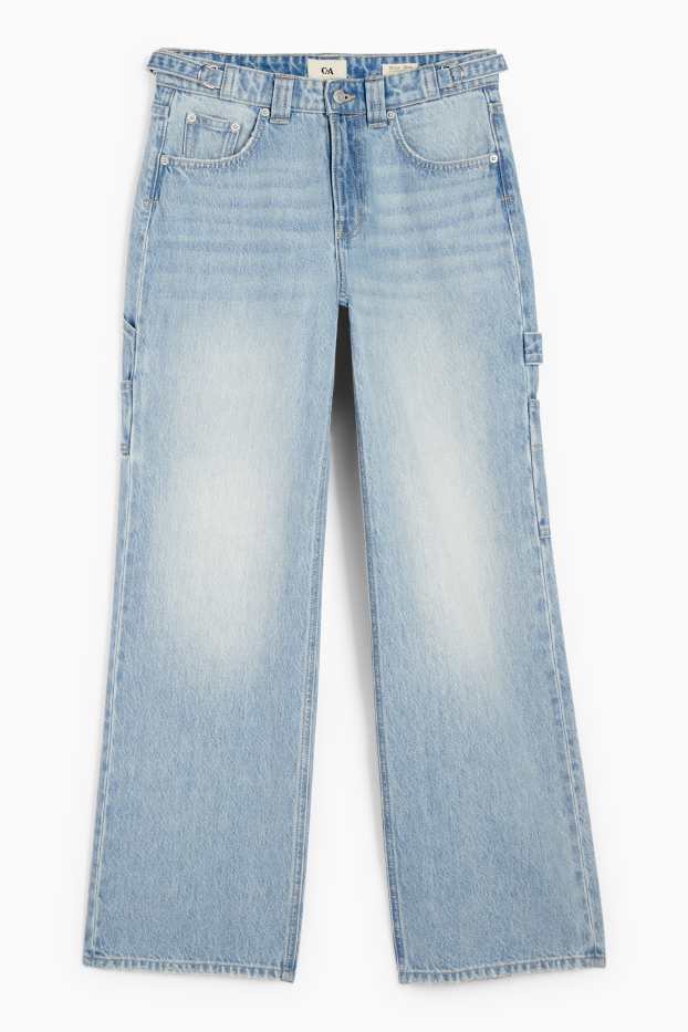Femei - Baggy jeans - talie medie - denim-albastru deschis