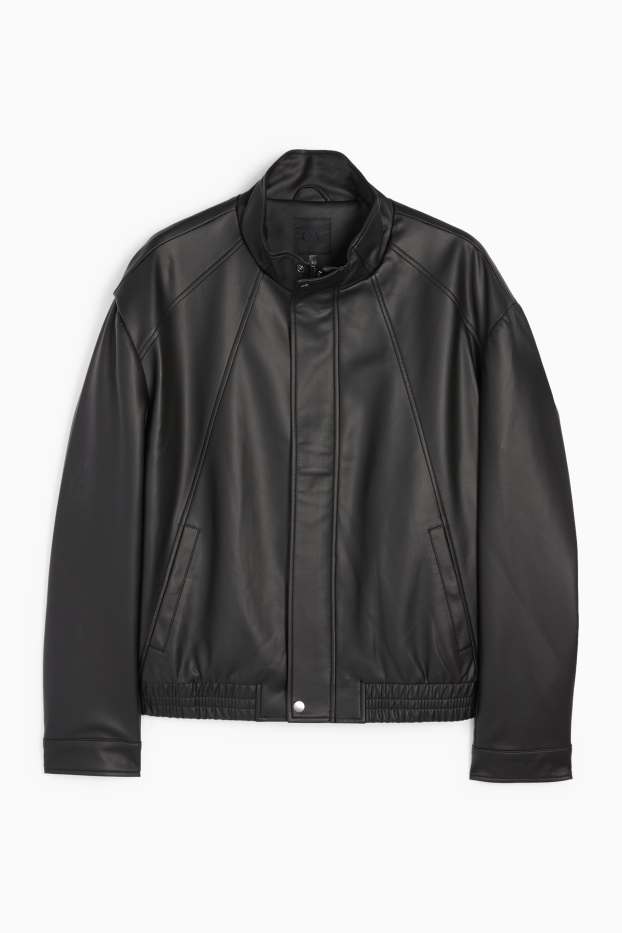 Men - Biker jacket - faux leather - black