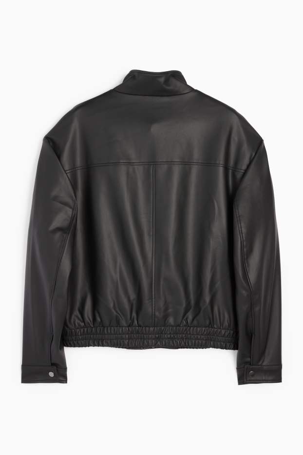 Men - Biker jacket - faux leather - black