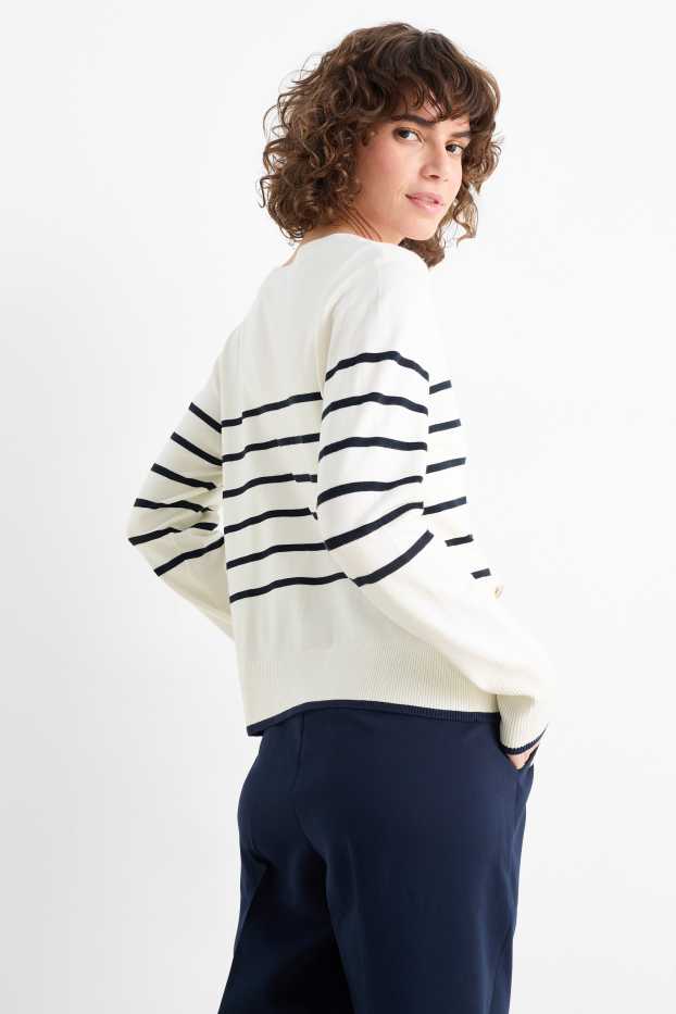 Donna - Cardigan - a righe - bianco crema