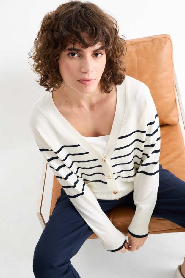 Donna - Cardigan - a righe - bianco crema