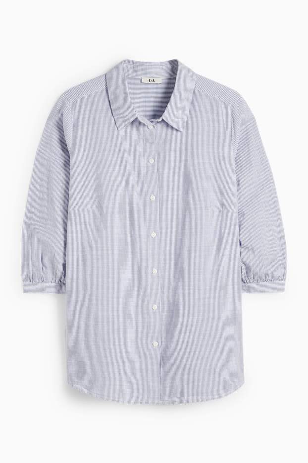 Women - Blouse - striped - blue