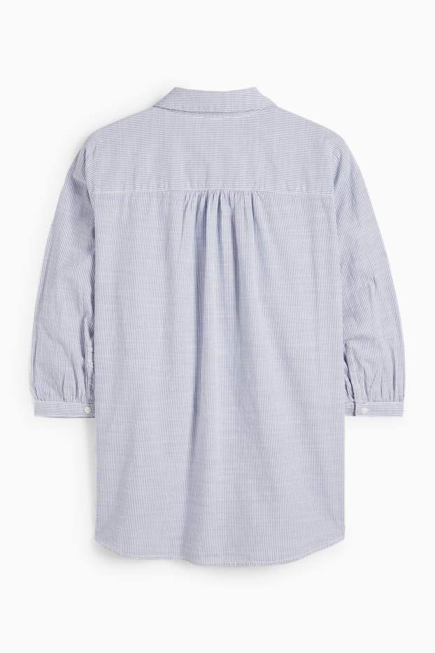 Women - Blouse - striped - blue