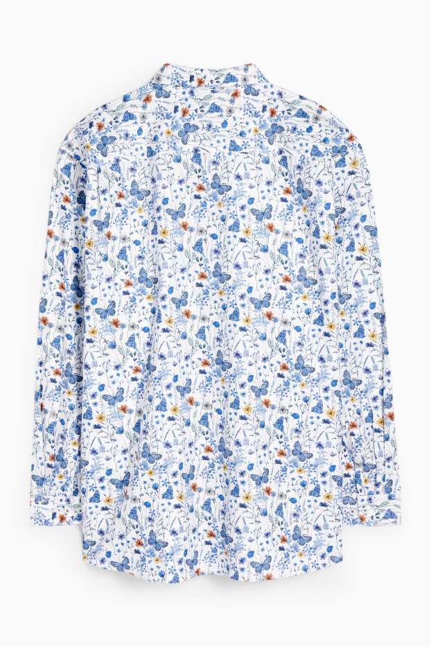Herren - Hemd - Regular Fit - Button-down - gemustert - blau